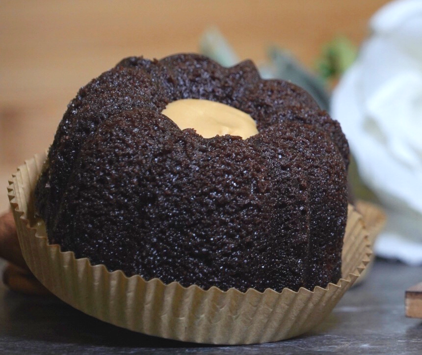 Chocolate bundt cake with cappuccino cream cheese frosting